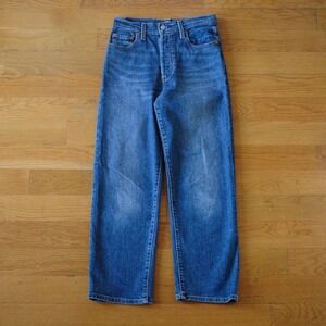 Levi's Ribcage Straight Jeans Blue Medium Wash Denim Size 26 High Rise Classic